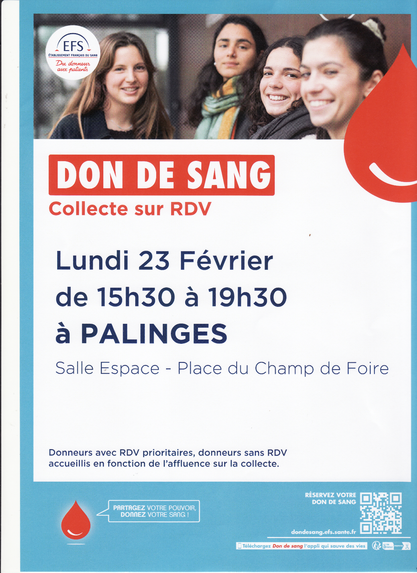 Don de sang à Palinges le 23 février